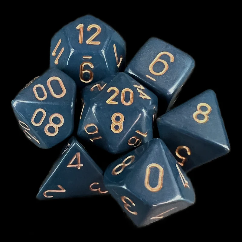 Opaque Dusty Blue & Gold full set photo 1