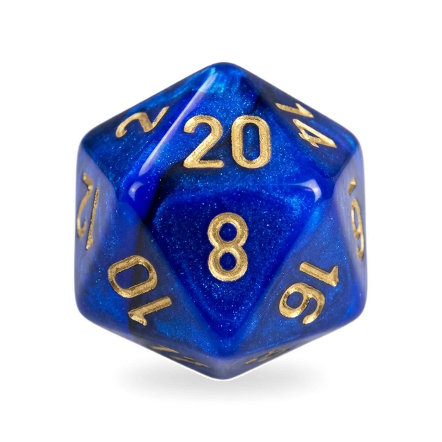 Gemini Black-Blue & Gold d20