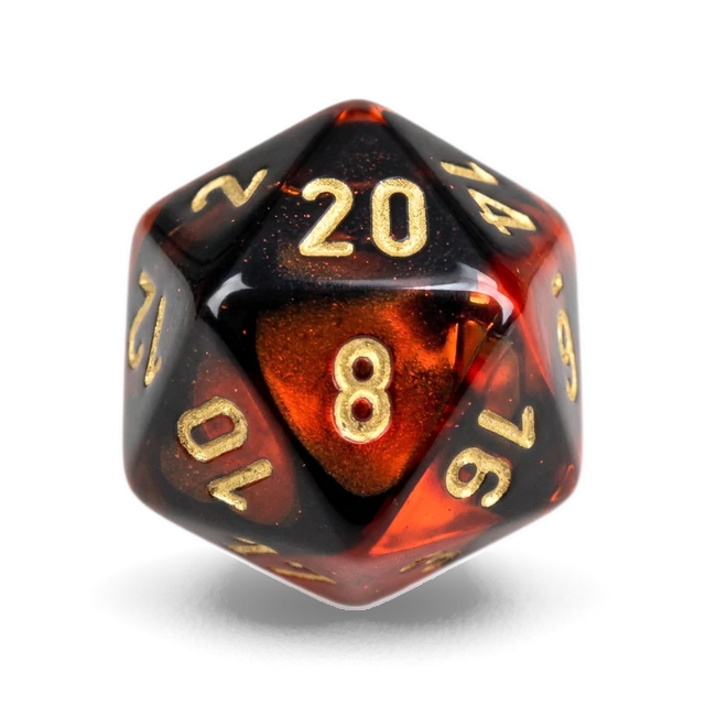 Gemini Black-Red & Gold d20
