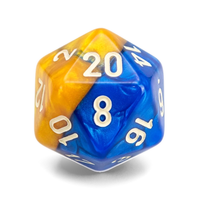 Gemini Blue-Gold & White d20