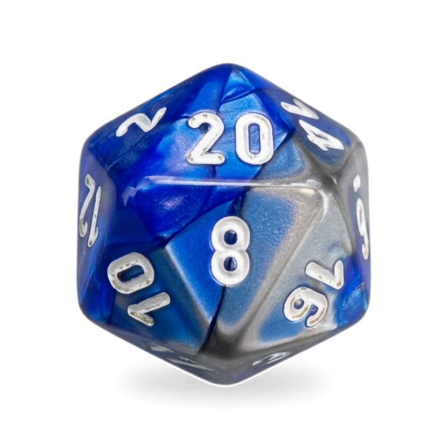 Gemini Blue-Steel & White d20
