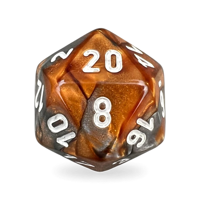 Gemini Copper-Steel & White d20