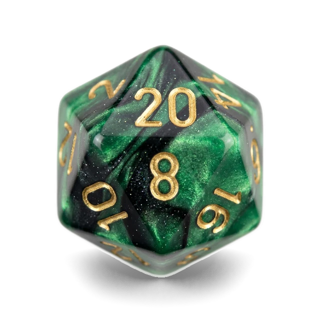 Gemini Green-Black & Gold d20