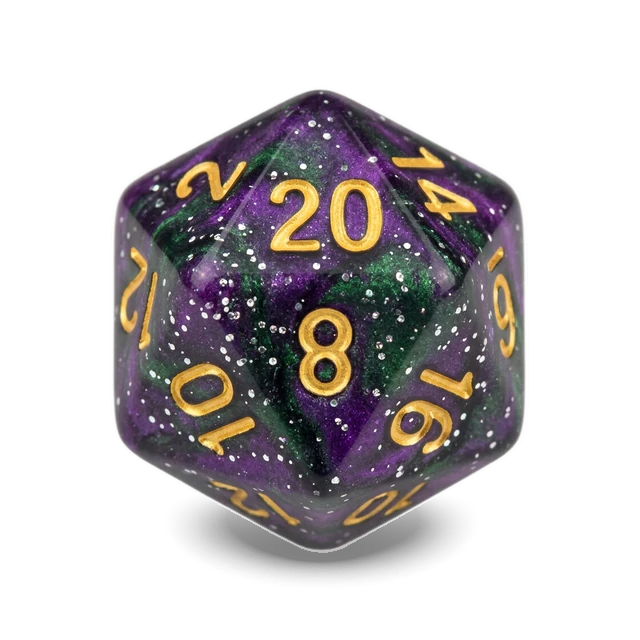 Gemini Green-Purple & Gold d20