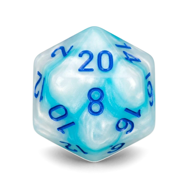 Gemini Pearl Turquoise-White & Blue d20
