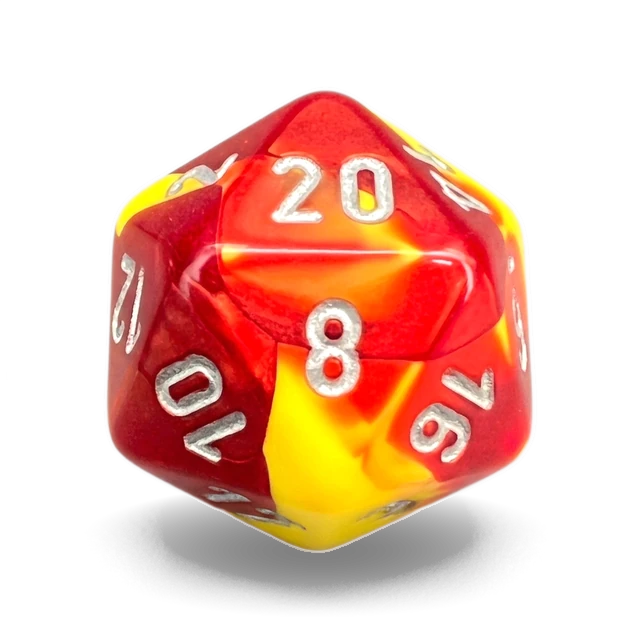 Gemini Red-Yellow & Silver d20
