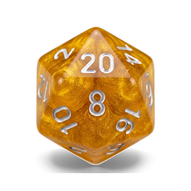 Lab Borealis Canary & White d20, studio image