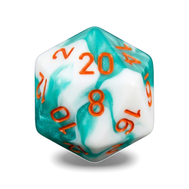 Lab Gemini Mint Green-White & Orange d20