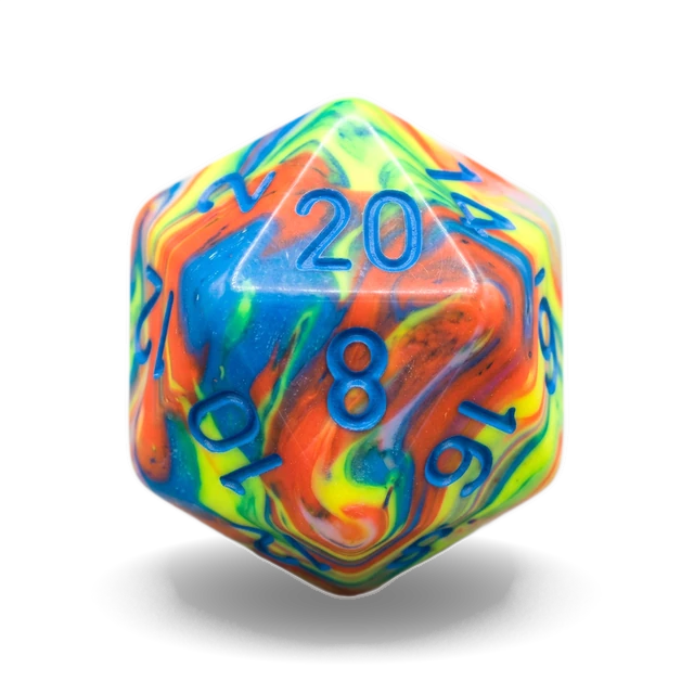 Lab Festive Kaleidoscope & Blue d20, studio image