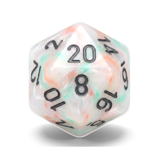Lab Sea Shell & Black d20, studio image