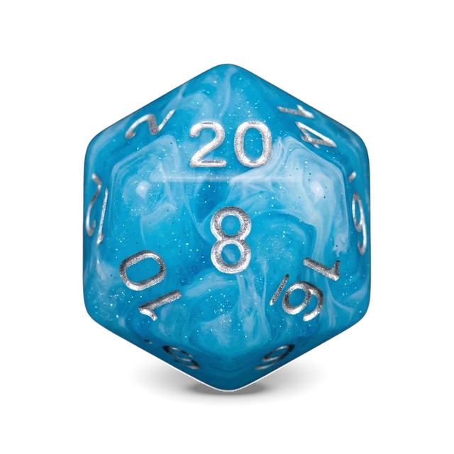 Luminary Sky & Silver d20, studio image