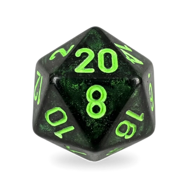 Opaque Black & Green d20