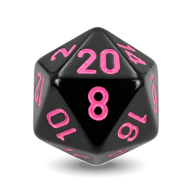 Opaque Black & Pink d20