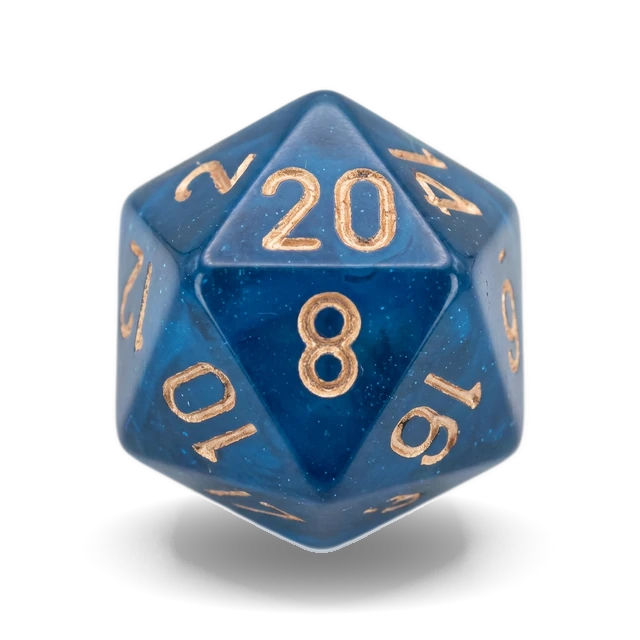 Opaque Dusty Blue & Gold d20