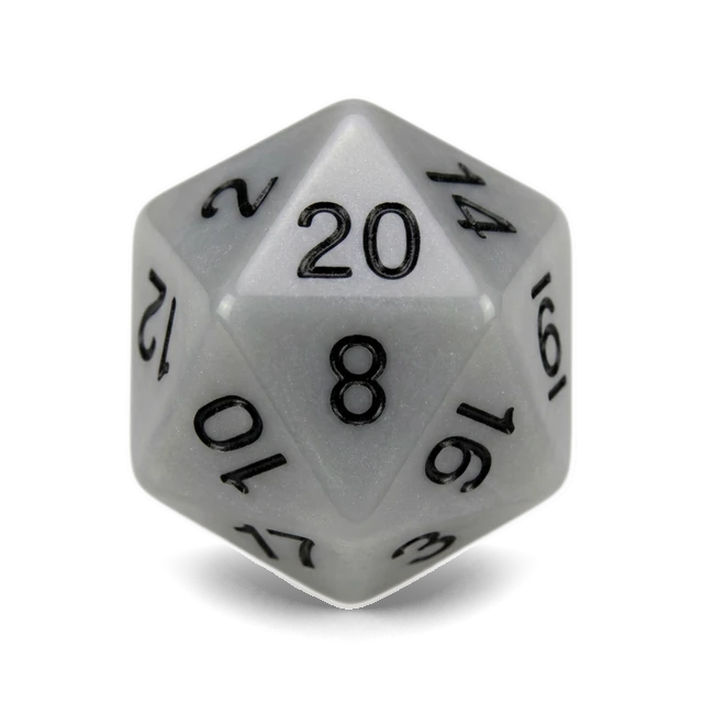 Opaque Gray & Black d20, studio image