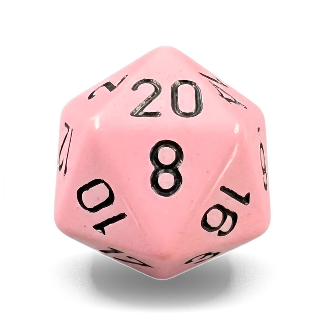Opaque Pastel Pink & Black d20
