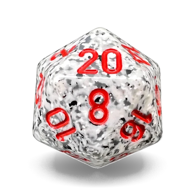 Speckled Granite d20, studio image