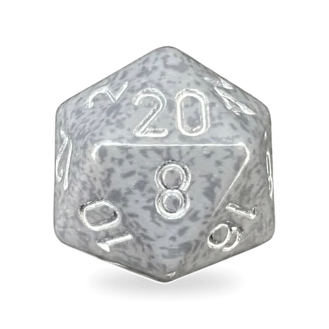 Speckled Hi-Tech d20, studio image