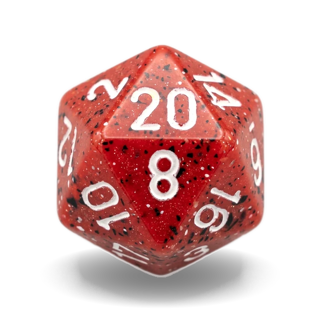 Speckled Lava Stone d20, studio image