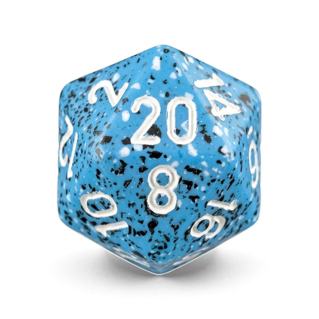 Speckled Ocean Stone d20, studio image