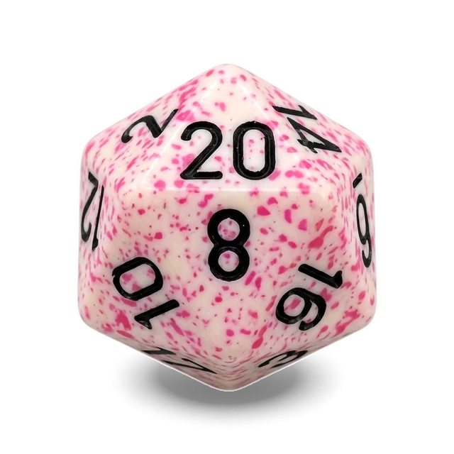 Speckled Pink d20, studio image