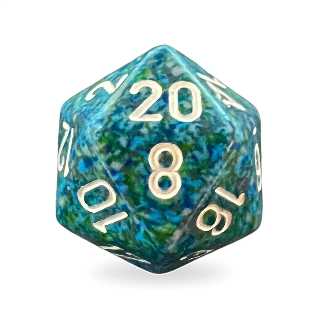 Speckled Sea d20, studio image