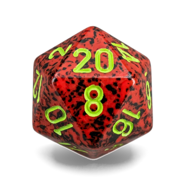 Speckled Strawberry d20, studio image