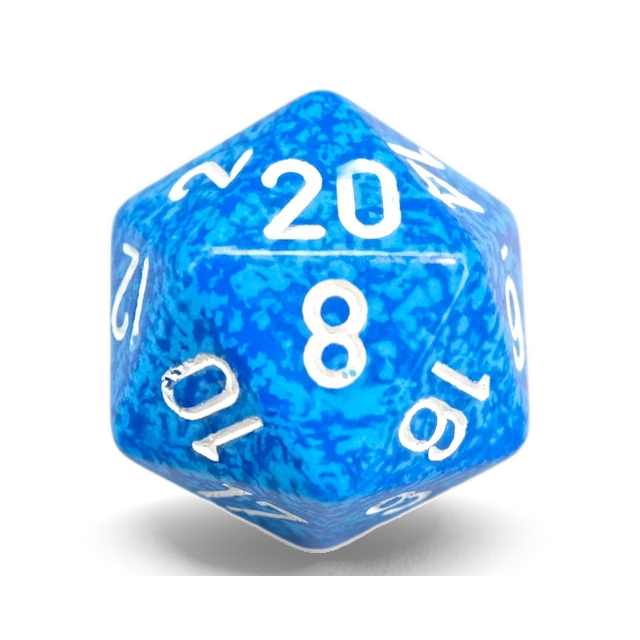Speckled Water d20, studio image