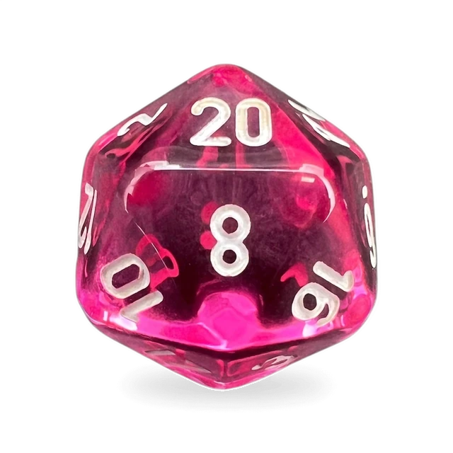 Translucent Pink & White d20
