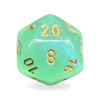 Chessex Borealis Light Green & Gold D20 die