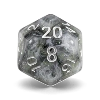 Chessex Borealis Light Smoke & Silver D20 die