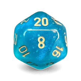 Chessex Borealis Teal & Gold D20 die