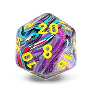 Chessex Festive Mosaic & Yellow D20 die