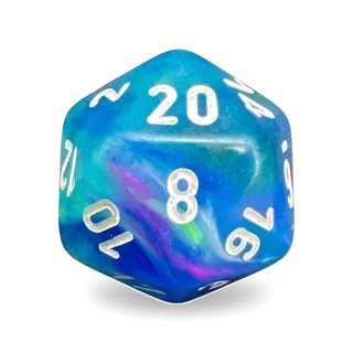 Chessex Festive Waterlily & White D20 die