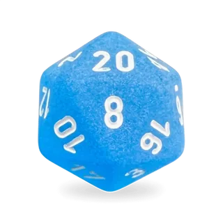 Chessex Frosted Caribbean Blue & White D20 die