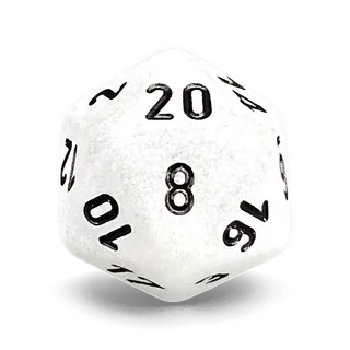 Chessex Frosted Clear & Black D20 die