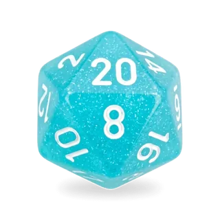 Chessex Frosted Teal & White D20 die