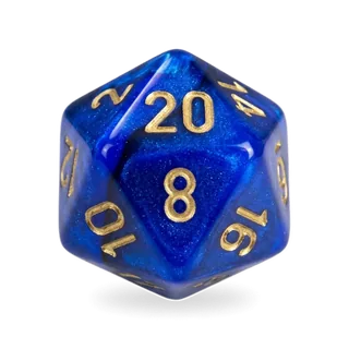 Chessex Gemini Black-Blue & Gold D20 die