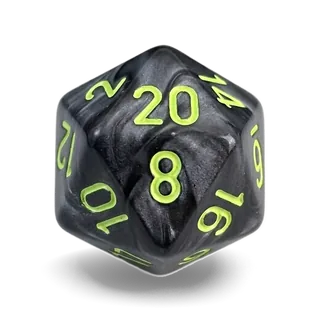Chessex Gemini Black-Grey & Green D20 die