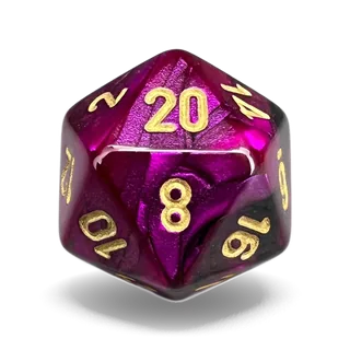 Chessex Gemini Black-Purple & Gold D20 die