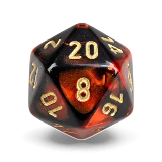 Chessex Gemini Black-Red & Gold D20 die