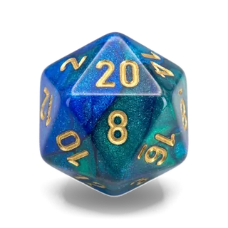 Chessex Gemini Blue-Green & Gold D20 die
