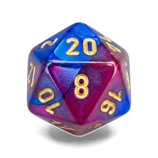 Chessex Gemini Blue-Purple & Gold D20 die
