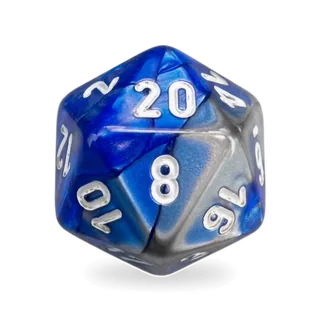 Chessex Gemini Blue-Steel & White D20 die
