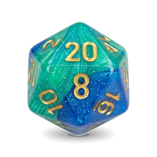 Chessex Gemini Blue-Teal & Gold D20 die