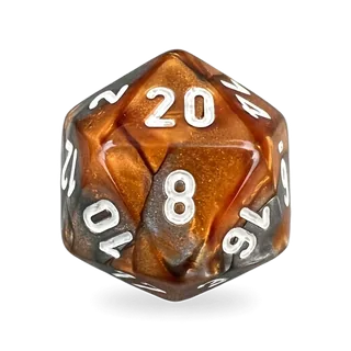 Chessex Gemini Copper-Steel & White D20 die
