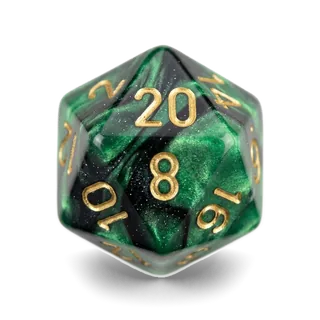 Chessex Gemini Green-Black & Gold D20 die