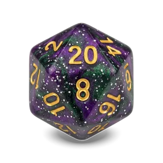 Chessex Gemini Green-Purple & Gold D20 die