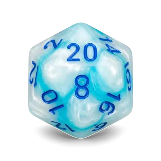 Chessex Gemini Pearl Turquoise-White & Blue D20 die