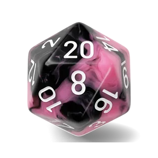Chessex Gemini Pink-Black & White D20 die
